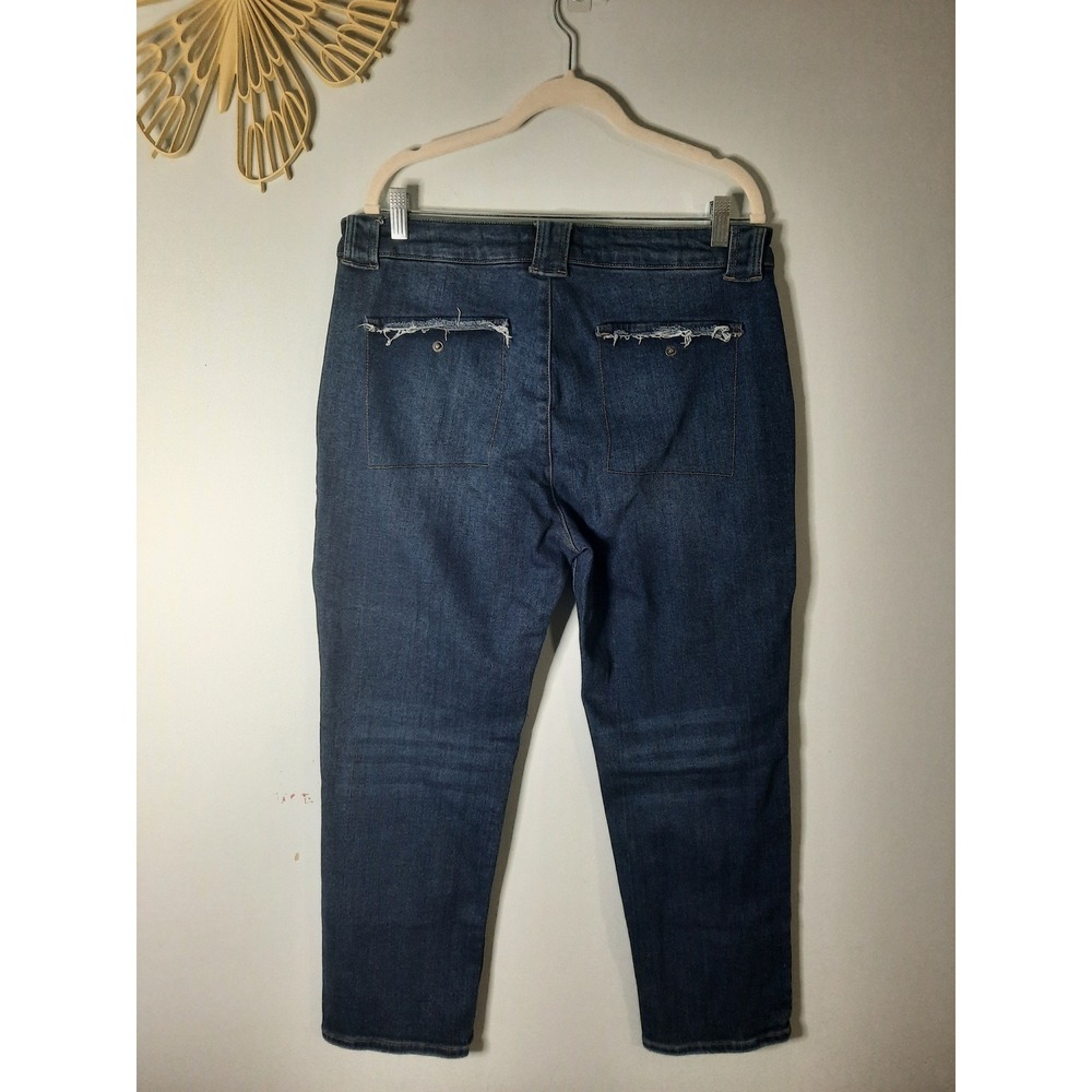KanCan High Rise Utility Straight Leg Jeans Dark Wash Size 14 Distressed - Picture 4 of 7